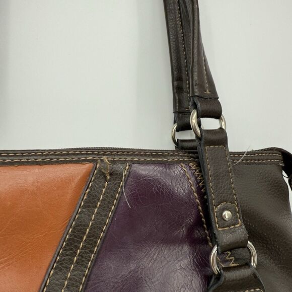 Relic Faux Leather Patchwork Shoulder Bag Y2k Brown Multi Boho - Picture 4 of 12